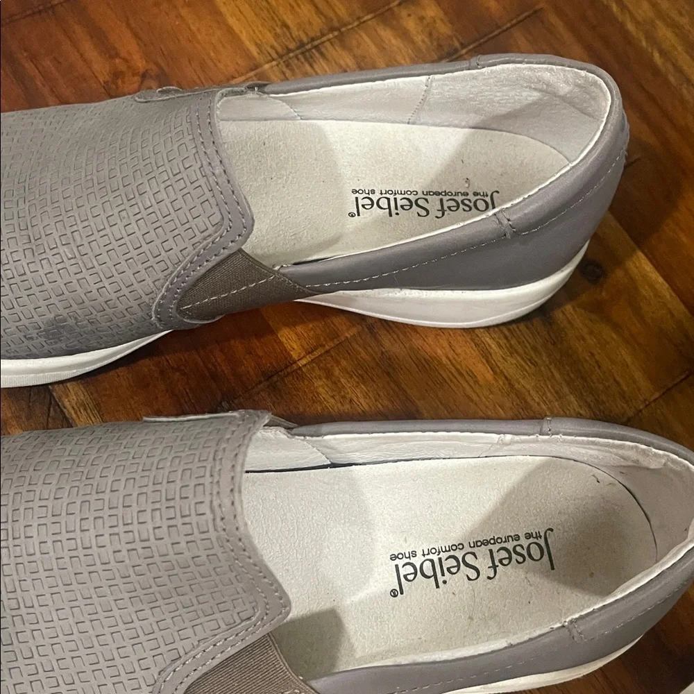 Josef Seibel Grey Leather Flat Slip On Sneakers Size 7 - 7.5 - Picture 11 of 13